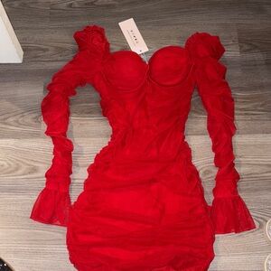 Oh Polly Red Long Sleeve Dress